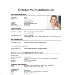 Fraude partner meester Voorbeeld CV Tandartsassistent - Download Gratis - PerfectCV.nl